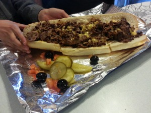 Immense cheese steak, made with real store-made steak.